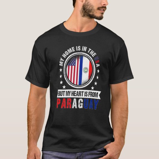 Amerikaanse Paraguayaanse Vlag Hart Paraguay Ameri T-shirt (Voorkant)