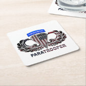 Amerikaanse paratrooper met Amerikaanse vlag Kartonnen Onderzetters (Schuin)