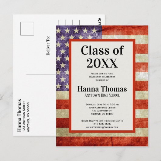 Amerikaanse partij voor militaire patriottische gr briefkaart (Voorkant / Achterkant)