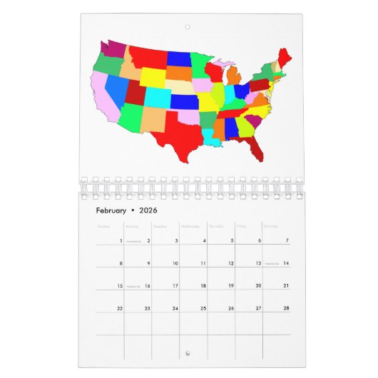 Amerikaanse patchwerkkaart kalender (Feb 2026)