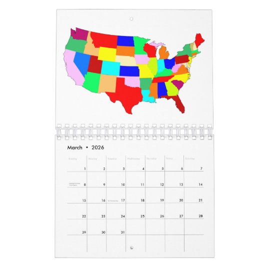 Amerikaanse patchwerkkaart kalender (Mar 2026)
