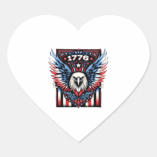 Amerikaanse Patriot 1776 Eagle Design Collecties Hart Sticker (Voorkant)