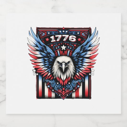 Amerikaanse Patriot 1776 Eagle Design Collecties Sparkling Wijnetiket (Enkel label)