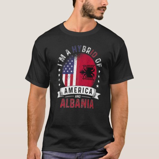 Amerikaanse patriot Albanië vlag Amerikaanse Alban T-shirt (Voorkant)