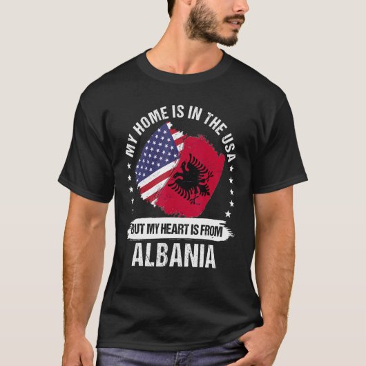 Amerikaanse patriot Albanië Vlag Amerikaanse Alban T-shirt (Voorkant)
