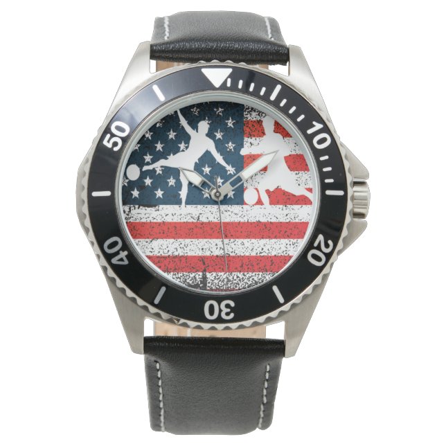 Amerikaanse patriot Beach Soccer Horloge (Voorkant)