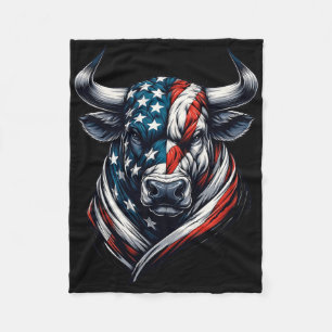 Amerikaanse Patriot Bull Koe 4 juli Amer Fleece Deken