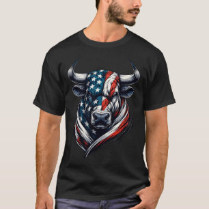  Amerikaanse Patriot Bull Koe 4 juli Amer T-shirt
