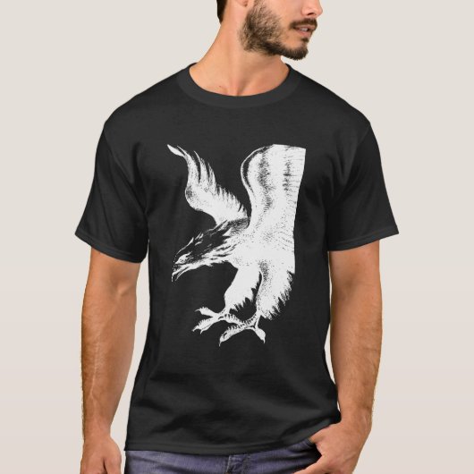 Amerikaanse Patriot Eagle Zwart Wit T-shirt (Voorkant)