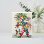 Amerikaanse patriot, kerstman, kerstversiering briefkaart (Staand voorkant)