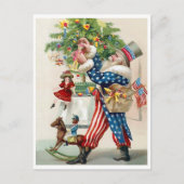 Amerikaanse patriot, kerstman, kerstversiering briefkaart (Voorkant)