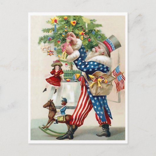 Amerikaanse patriot, kerstman, kerstversiering briefkaart (Voorkant)