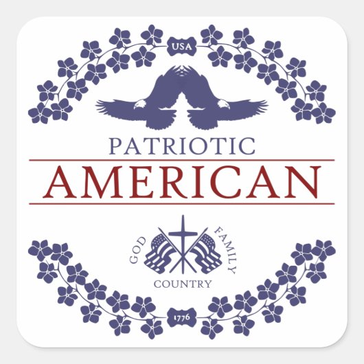 Amerikaanse PATRIOT Vierkante Sticker (Voorkant)
