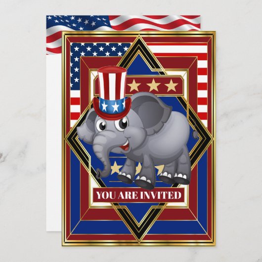 Amerikaanse Patriotische Republikeinse Uitnodiging (Voorkant / Achterkant)