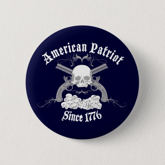 Amerikaanse patriotschedel 1776 ronde button 5,7 cm (Voorkant)