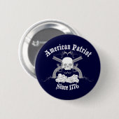 Amerikaanse patriotschedel 1776 ronde button 5,7 cm (Voorkant /achterkant)