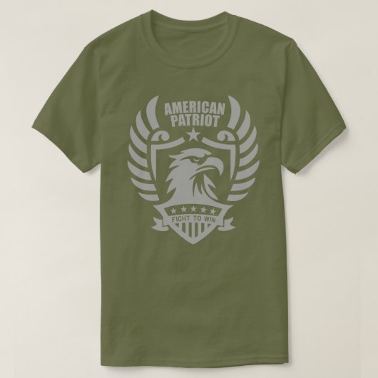 Amerikaanse Patriott Basic T-shirt (Fatigue Groen) (Design voorkant)