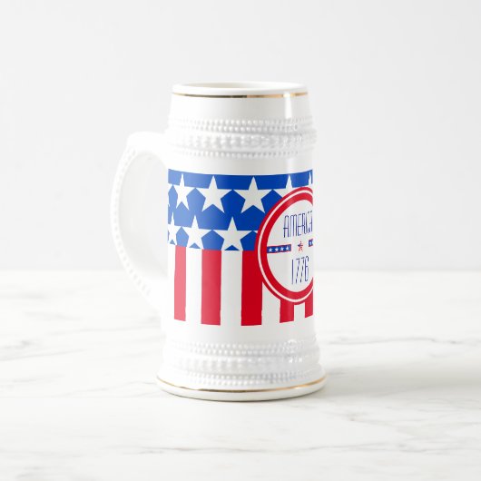 Amerikaanse patriottische 1776 bierpul (Voorkant links)