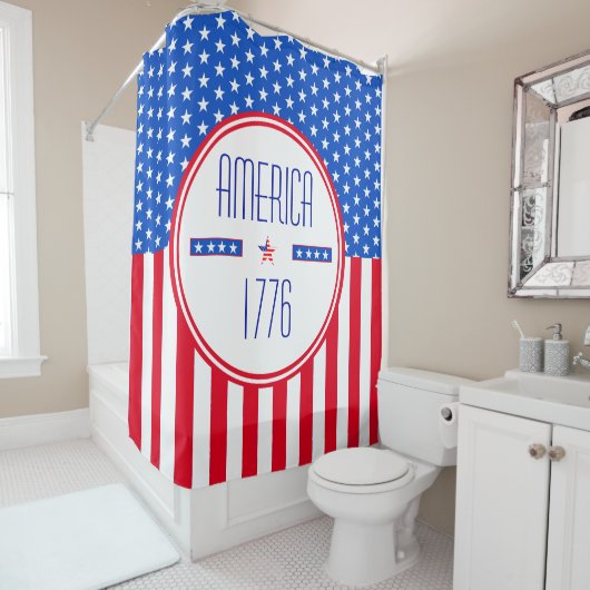 Amerikaanse patriottische 1776 douchegordijn (In situ)
