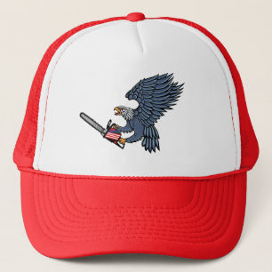Amerikaanse patriottische adelaar, kettingzaag tru trucker pet