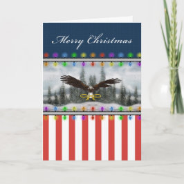 Amerikaanse Patriottische Adelaar Vrolijk Kerstfee Feestdagen Kaart
