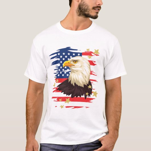 Amerikaanse patriottische adelvlag en sterren T-sh T-shirt (Voorkant)