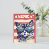 Amerikaanse, Patriottische Amerikaanse kat Feestdagenkaart (Staand voorkant)