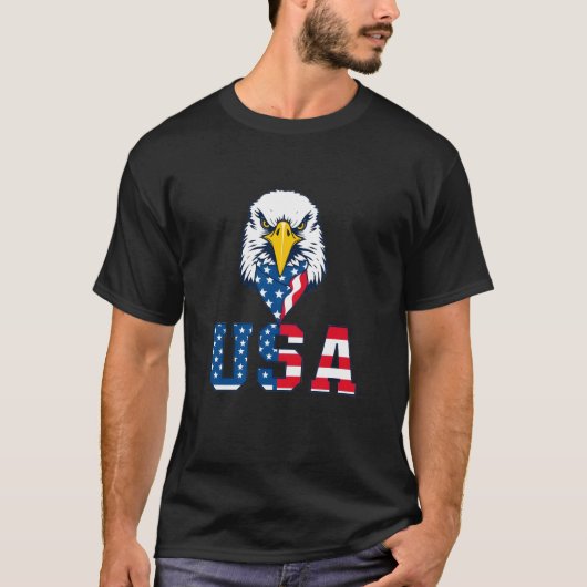 Amerikaanse Patriottische Bald Eagle met Amerikaan T-shirt (Voorkant)