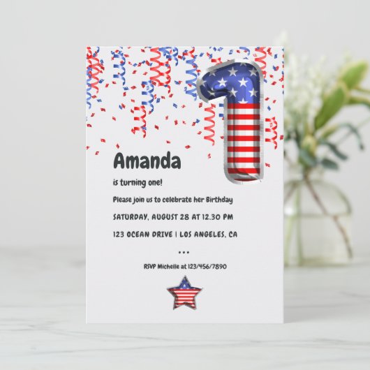 Amerikaanse patriottische ballon van 1 januari kaart (Staand voorkant)