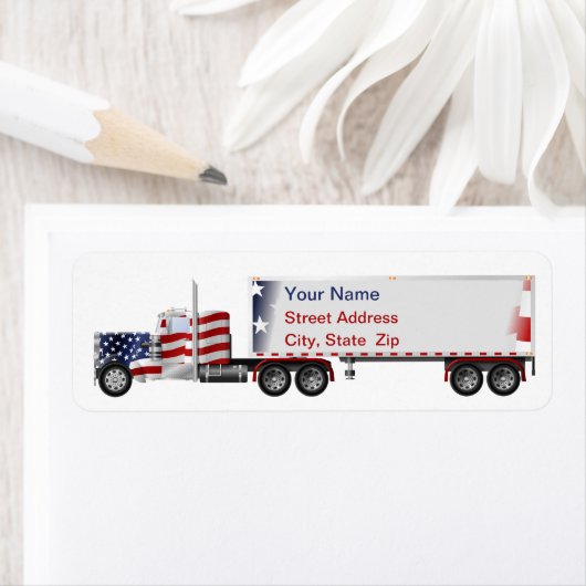 Amerikaanse Patriottische Big Rig Truck Adresetike Etiket (Insitu)