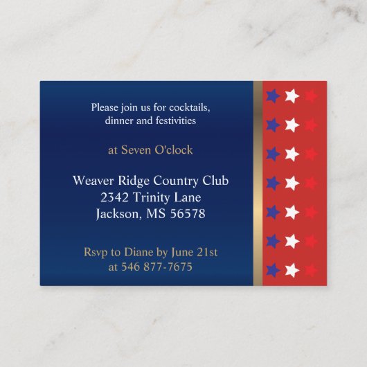 Amerikaanse patriottische bruiloft informatiekaartje (Achterkant)