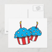 Amerikaanse patriottische cupcakes briefkaart (Voorkant / Achterkant)