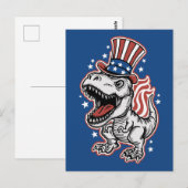 Amerikaanse patriottische dinosaurus briefkaart (Voorkant / Achterkant)