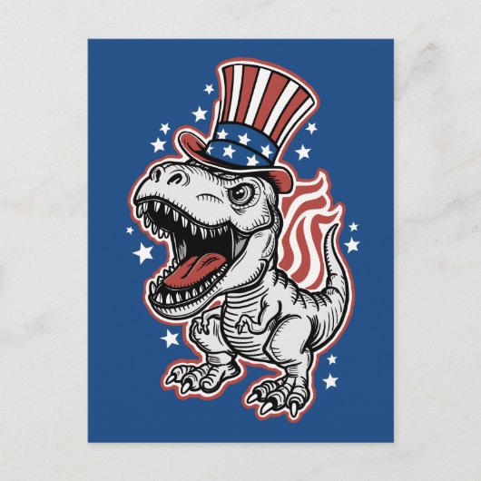 Amerikaanse patriottische dinosaurus briefkaart (Voorkant)