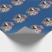 Amerikaanse patriottische dinosaurus cadeaupapier (Hoek)
