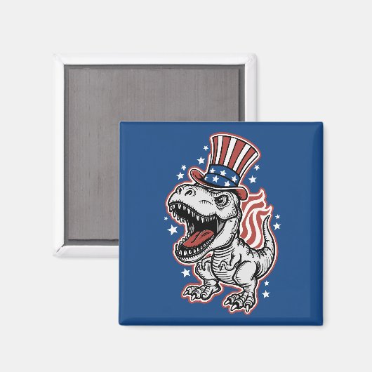 Amerikaanse Patriottische Dinosaurus Magneet (Voorkant / Achterkant)