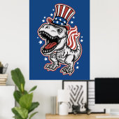 Amerikaanse patriottische dinosaurus poster (Thuiskantoor)