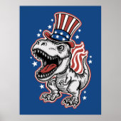Amerikaanse patriottische dinosaurus poster (Voorkant)