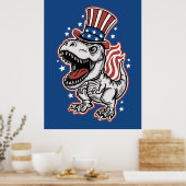 Amerikaanse patriottische dinosaurus poster (Keuken)