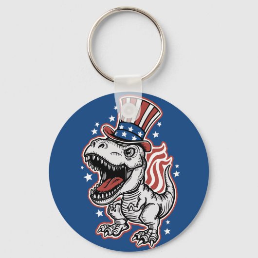 Amerikaanse Patriottische Dinosaurus Sleutelhanger (Voorkant)