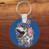 Amerikaanse Patriottische Dinosaurus Sleutelhanger (Voorkant)