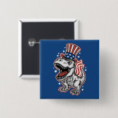 Amerikaanse Patriottische Dinosaurus Vierkante Button 5,1 Cm (Voorkant /achterkant)