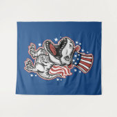 Amerikaanse patriottische dinosaurus wandkleed (Voorkant (horizontaal))