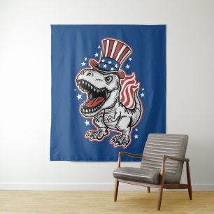 Amerikaanse Patriottische Dinosaurus Wandkleed