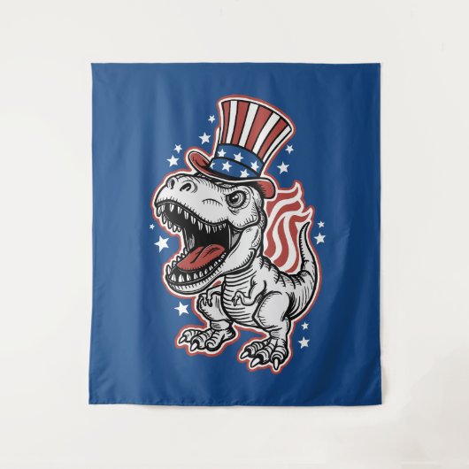 Amerikaanse patriottische dinosaurus wandkleed (Voorkant)
