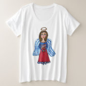 Amerikaanse Patriottische Engel Rood Wit Blauw Vla Grote Maat T-shirt (Design voorkant)