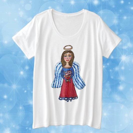 Amerikaanse Patriottische Engel Rood Wit Blauwe Vl Grote Maat T-shirt