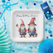 Amerikaanse Patriottische Gnomen Papieren Bordje (Feest)