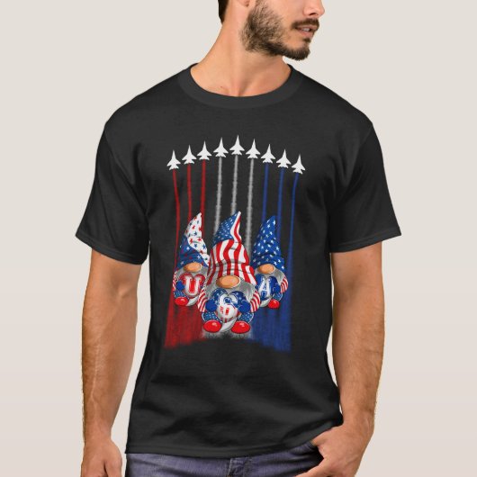 Amerikaanse Patriottische Gnomen USA 4 van juli T-shirt (Voorkant)