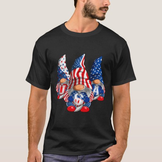 Amerikaanse Patriottische Gnomen USA 4 van juli T-shirt (Voorkant)